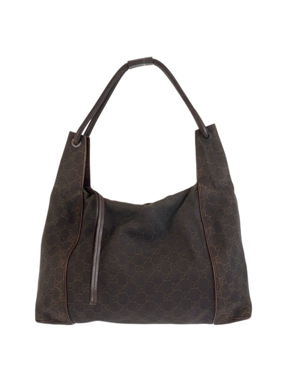 Gucci Brown GG Canvas Leather Shoulder Bag - Picture 1 of 9